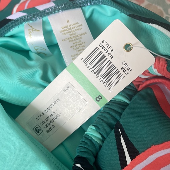 NWT Anne Cole one piece bathing suit - size 8 multi color zesty green - Picture 7 of 7